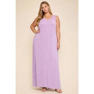 NWT Andree by Unit Purple Textured V-Neck Maxi Dress Sizes 1X-2X Stretchy